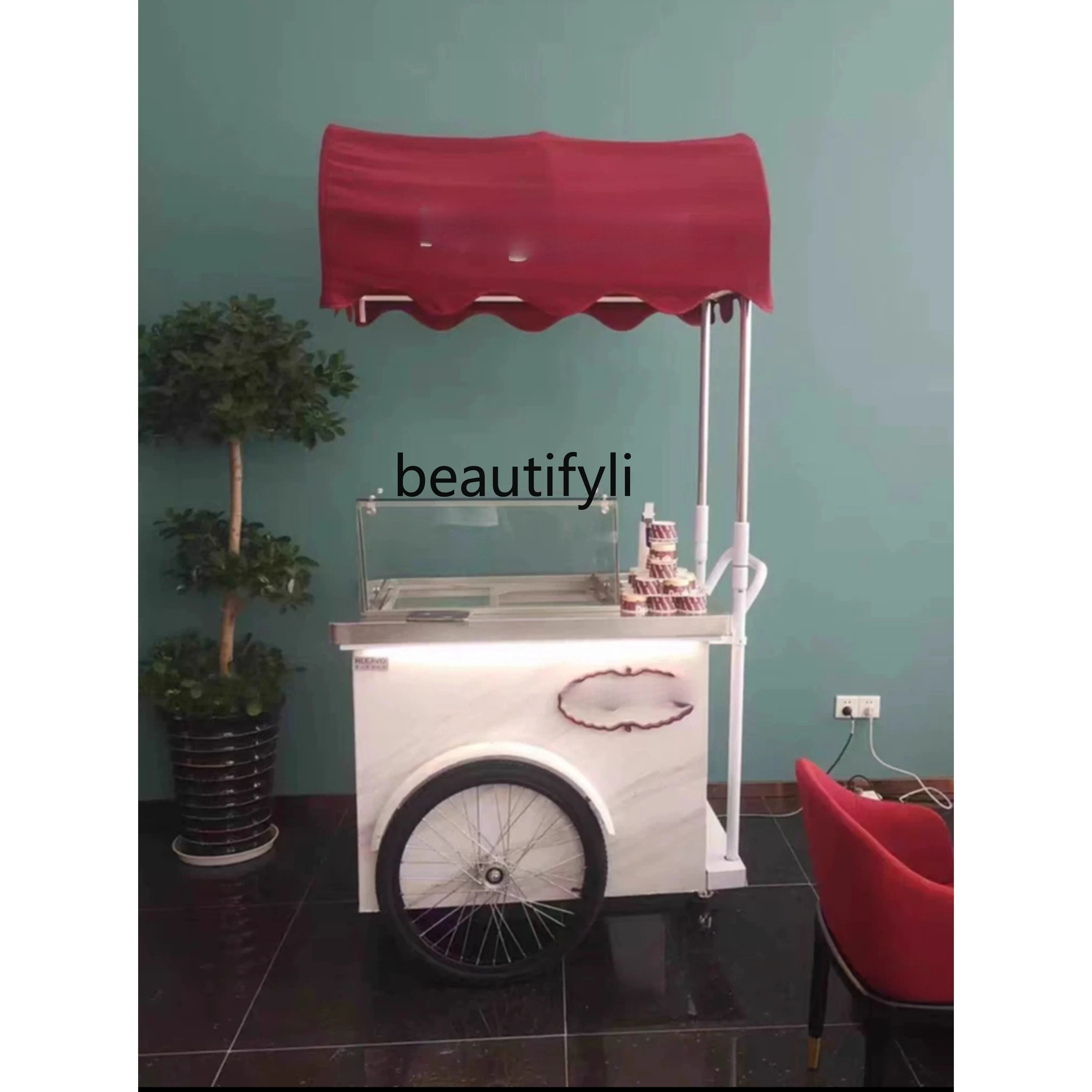 

yj24 Ice cream mobile sales cart mall display promotion stall cart creative street cart