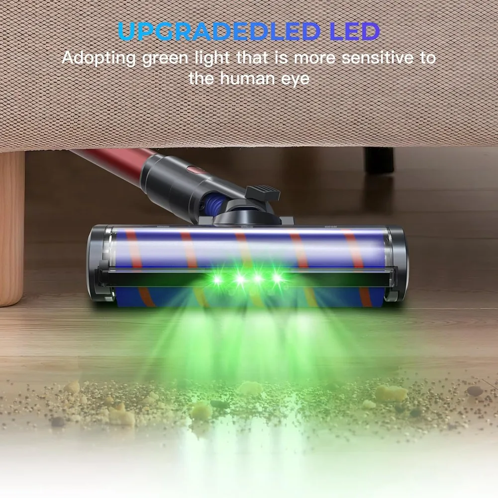 Cabezal de aspiradora para Dyson V7 V8 V10 V11 V15, cepillo de rodillo suave para suelos duros con luces LED verdes