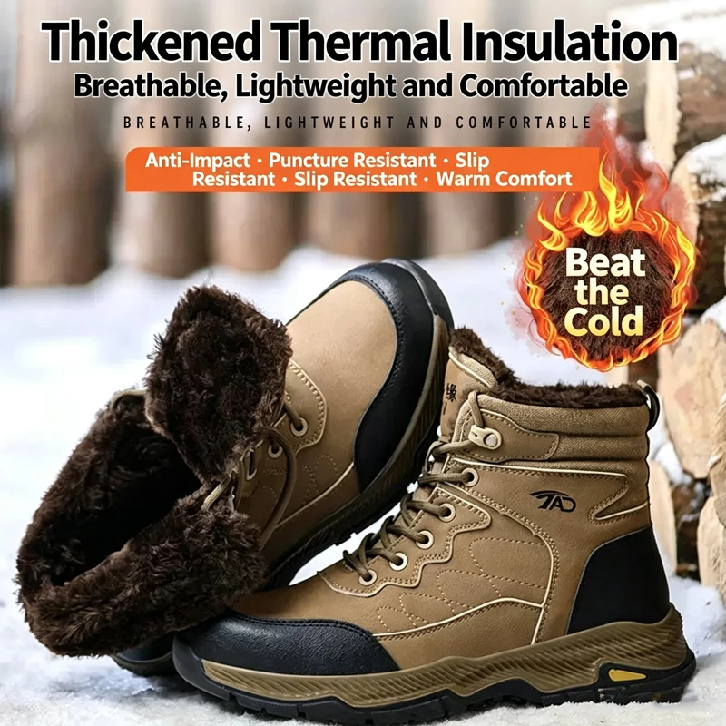 Men's Winter Cotton Boots: Spark-Resistant, Impact-Resistant, Puncture-Resistant, Plastic-Steel Toe, Insulated Safety Shoes