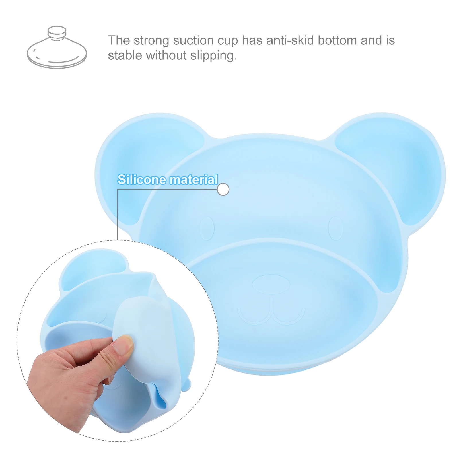 

Миска на присоске с мультяшным медведем, силиконовая детская нескользящая посуда, миски для кормления младенцев, яркий цвет, безопасный для детей