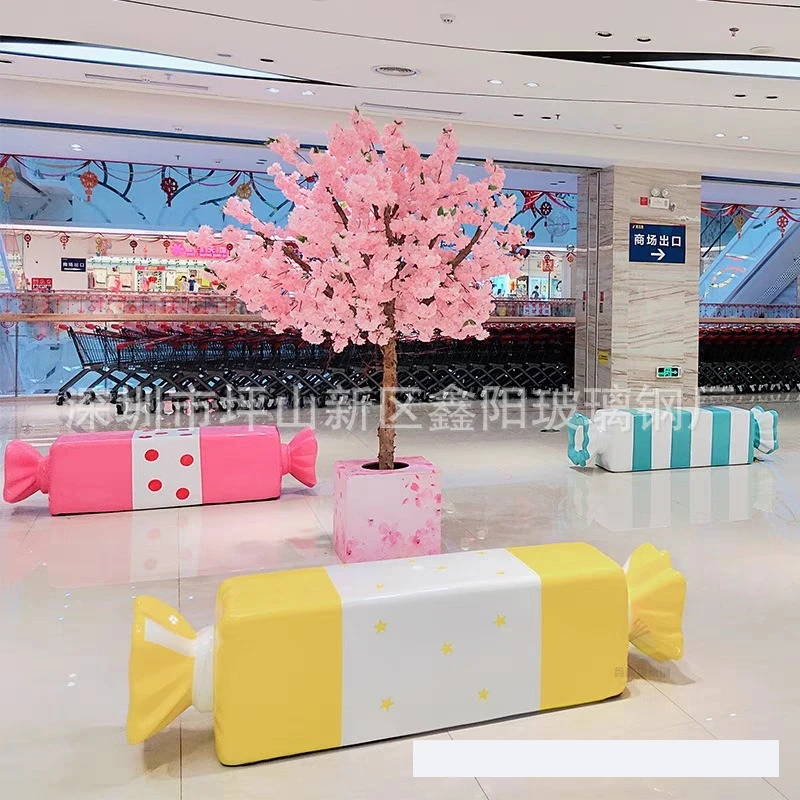 Special-shaped FRP lounge chairs, shopping malls, public rest areas, benches, cartoons, creative candy, shaped chairs, custom-ma