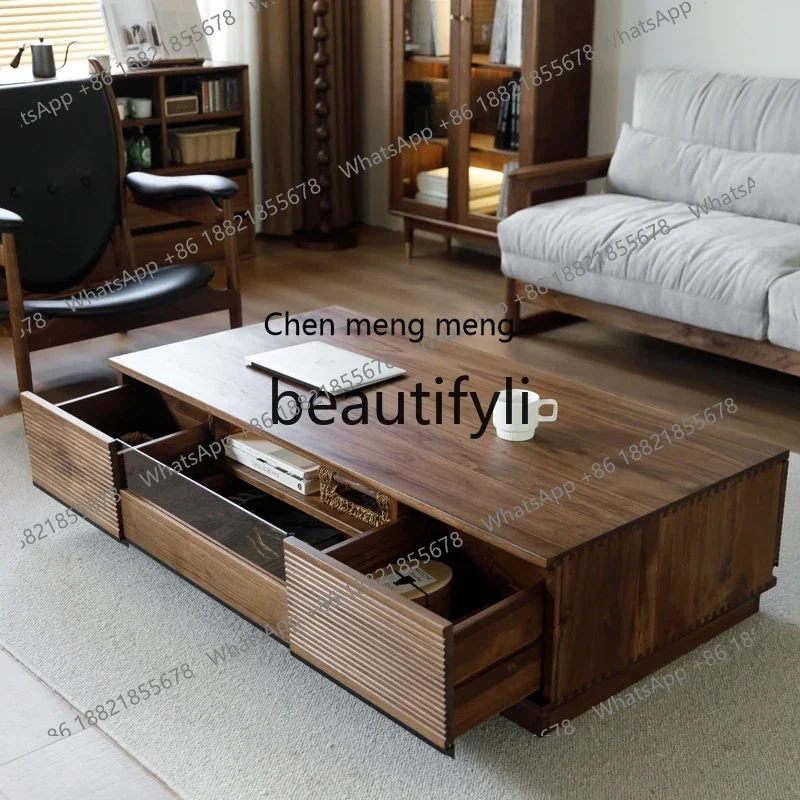 

2003North American black walnut all-solid wood coffee table Nordic solid wood tea table living room coffee table combination