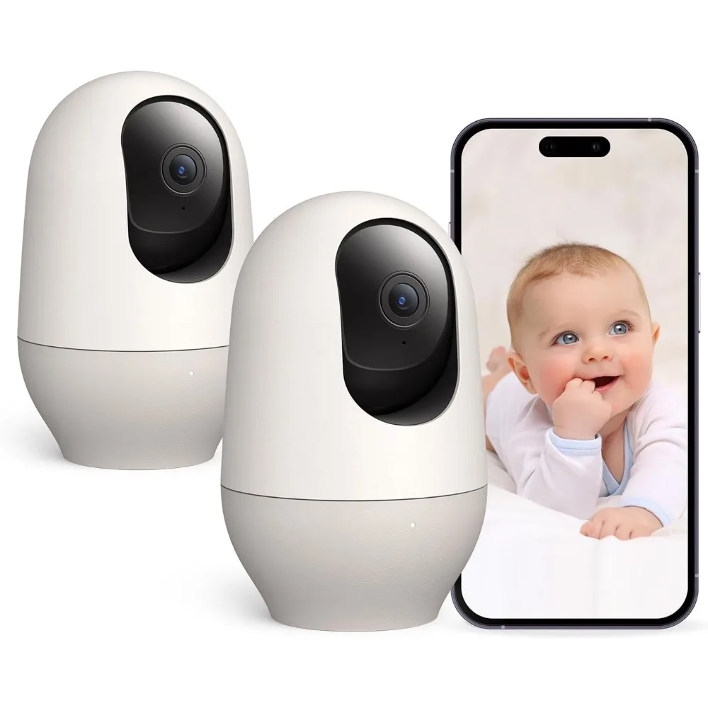 Baby monitor con fotocamera Confezione da 2, telecamera baby monitor wifi, 360 gradi 1080p, telecamera intelligente per bambini con tracciamento del movimento, visione notturna,tw