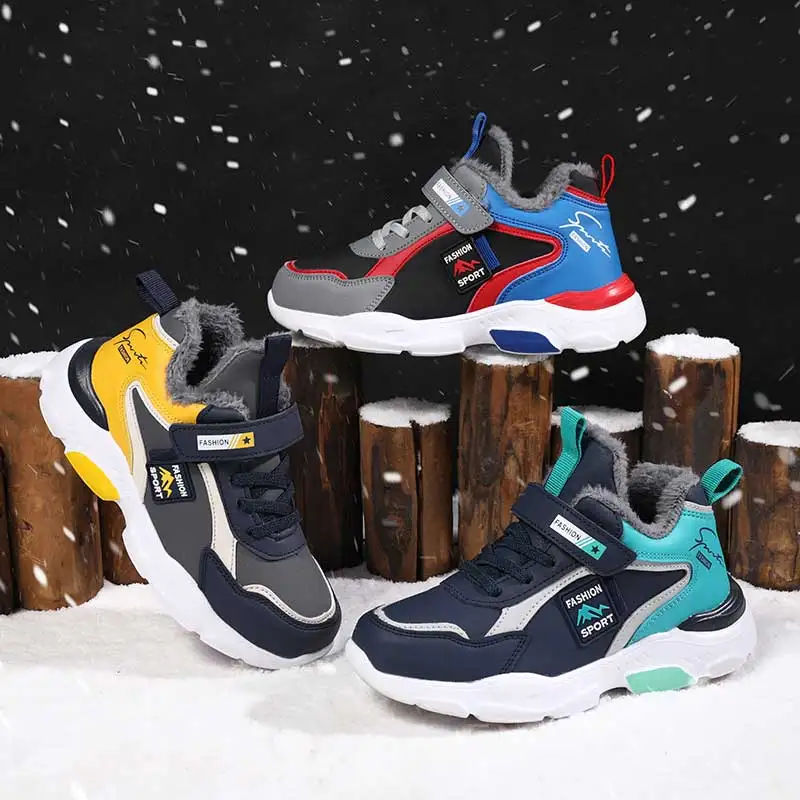 أحذية أطفال كاجوال مضيئة للأولاد أحذية رياضية شتوية دافئة من القطيفة للأطفال خفيفة الوزن غير قابلة للانزلاق أحذية رياضية للمشي لمسافات طويلة #4