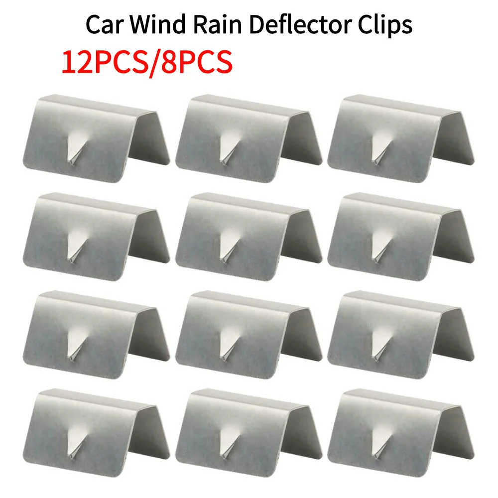 

12PCS/8PCS Car Wind Rain Deflector Clips Right 100 Front Gloss Left Rear Stainless Steel Deflector Clips Replacement parts