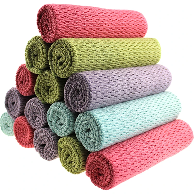 

Water Absorbent Kitchen Towel Non-Falling Hair Disloth Tablecloth Hand Towel Microfiber Material Home Cleaning Tool