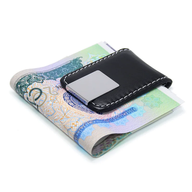 Creative PU Leather Magnet Money Clip Simple Compact Pocket Bag Portable Men Women Banknote Money Clip Magnetic