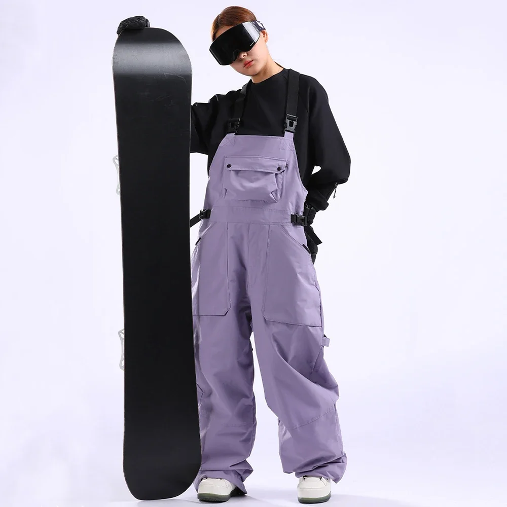 Women Windproof Skiing Pants Winter Loose Snow Overalls Man Sport Ski Trousers Outdoor Waterproof Clothes Snowboard Cargo Pants