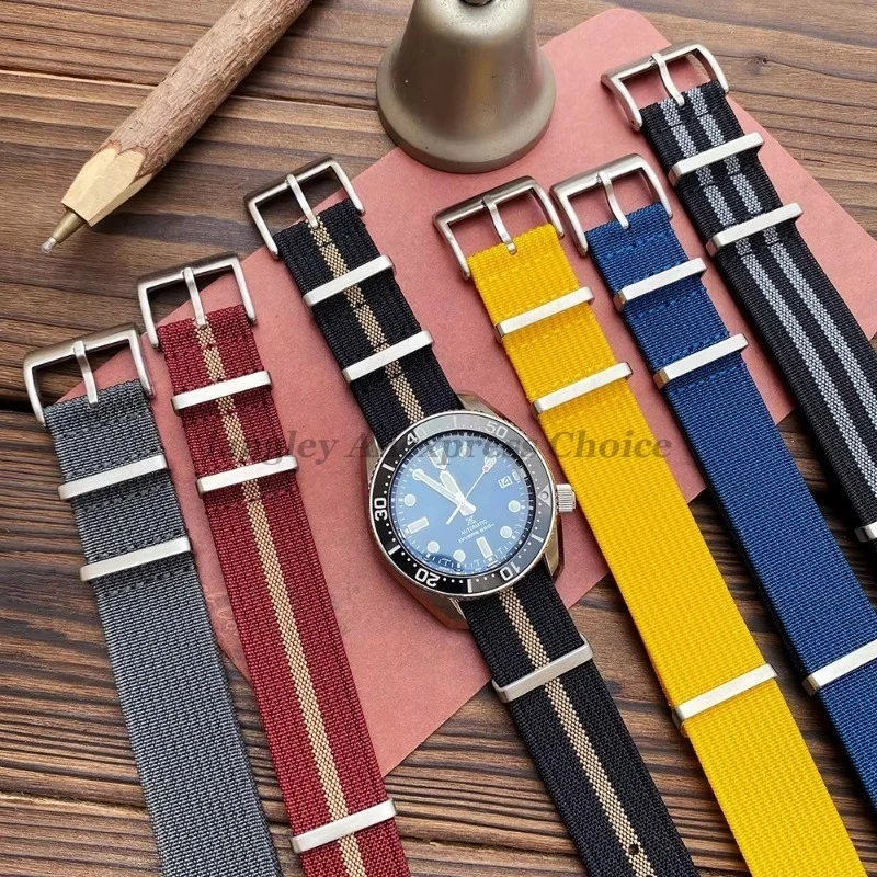 نسيج حزام ساعة نيلون 18/20 مللي متر 22 مللي متر مضفر قطعة واحدة تنفس لساعة Seiko الرجال العسكرية قسط مضلع حزام اكسسوارات