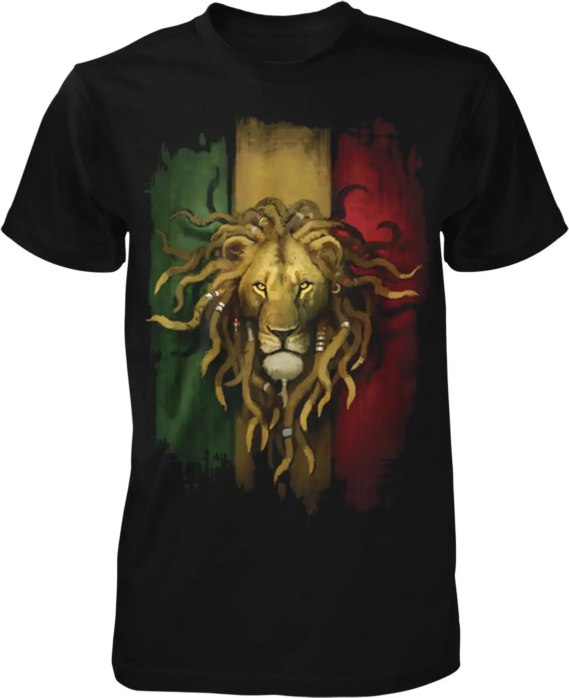 Rasta Lion Rastafarian Dreds Men's T shirt NOFO_00380