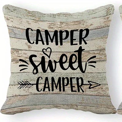 Home Decor Happy Campers-themed Digital Print Pillow Covers Pattern Cushion Cover Suitable for Sofa Bedroom Car Pillow Cover