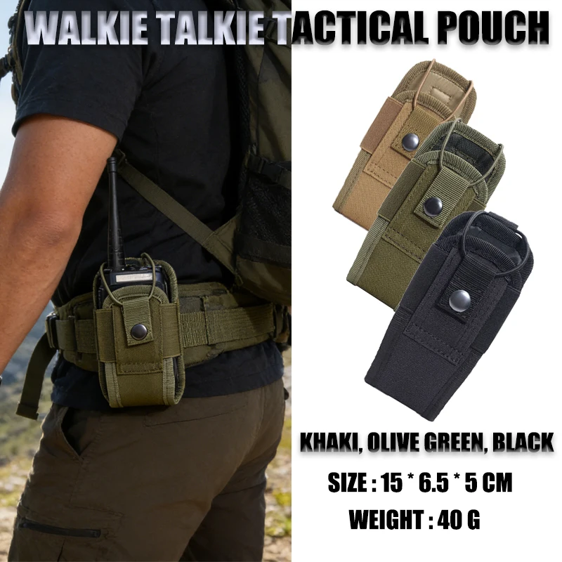 

Outdoor Durable Tactical Walkie Talkie Pouch MOLLE Compatible Multi-Functional Waist Bag Portable Radio Protective Case for Hunt