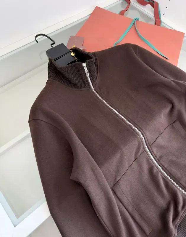 سترة كاجوال ذات ياقة واقفة من مزيج الكشمير الإيطالي LP