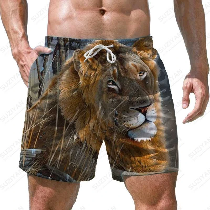 

Newest Animel Lion 3D Printed Beach Shorts Pants For Men's Clothing Casual Fashion Sports Shorts Men Male Swimsuits High Quality