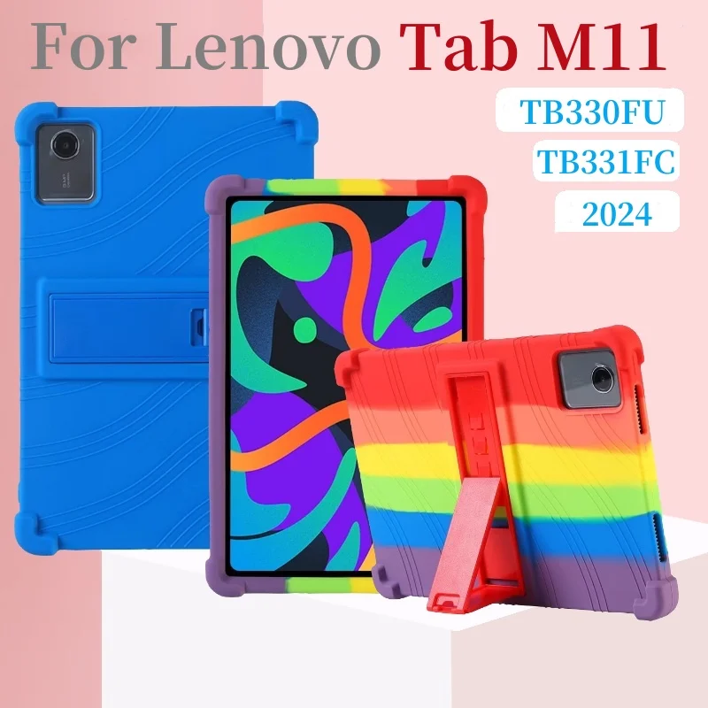 

Tablet case For Lenovo Xiaoxin Pad 2024 Case TB331FC 11 inch Silicone Stand Cover for Lenovo Tab M11 TB330FU Shockproof Shell