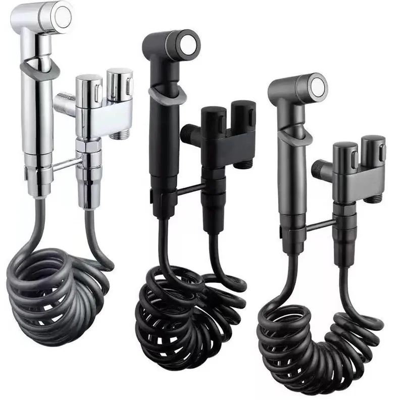 

Household Toilet Spray Handheld Bidet Sprayer Double Outlet Angle Valve Pressurized Nozzle Flushing Devic