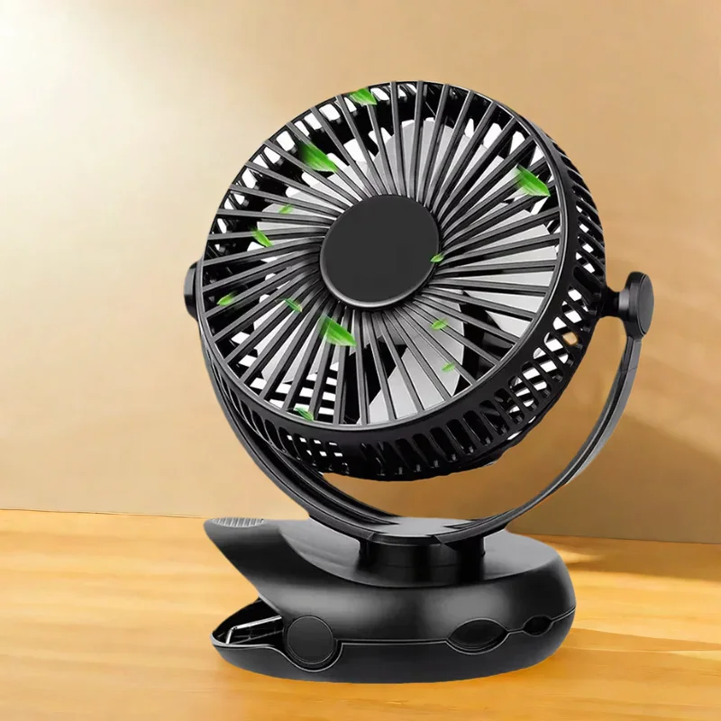 

USB Rechargeable 10000mAh Cordless Table Fan Mini Clip-On Desktop Air Cooling Ventilator 4 Gear Wind Settings for Home Office