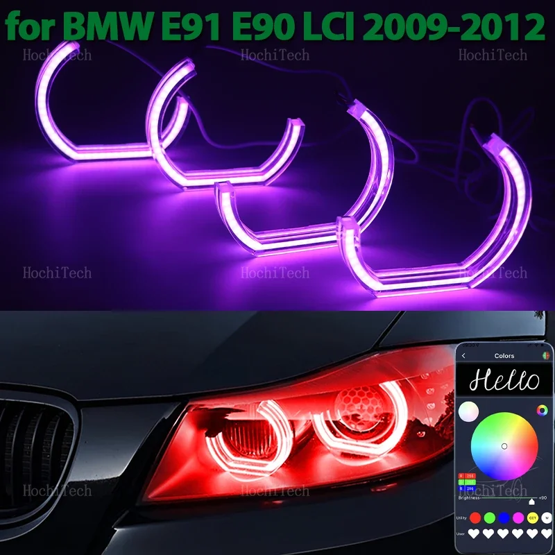 

RGB App Control LED Angel Eyes Ring Lamp DTM Ходовые огни DRL для BMW 3 серии E91 E90 facelift 2009-2012 Ксеноновые фары