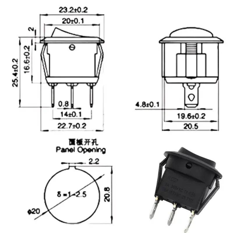 1 قطعة ON/OFF جولة الروك التبديل LED مضيئة لوحة سيارة داش قارب فان 12 فولت 24 فولت/6A 250 فولت/10A 125 فولت 2/3/4PIN التبديل 20 مللي متر