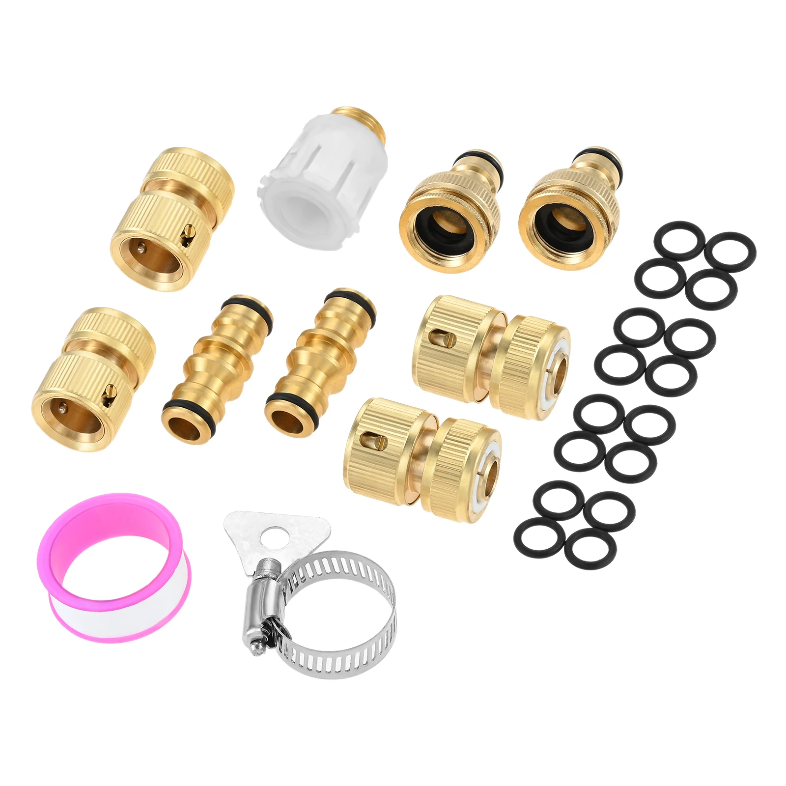 

9Pcs Hose Tap Quick Connector Pipe Fitting Kit for Outdoor 2 Hose Tap Connector 1/2" and 3/4" 4 Hose 1/2" End Quick Connector
