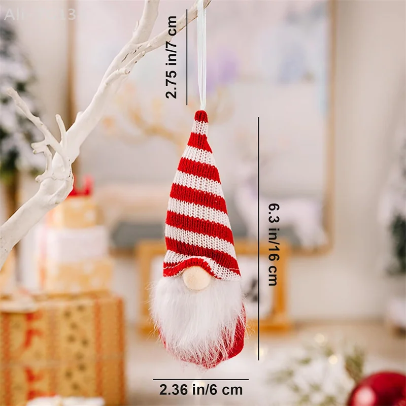 ตุ๊กตาถักไหมพรม 3 ชิ้น ไม่มีหน้า ตกแต่งต้นคริสต์มาส ของตกแต่งบ้าน สุขสันต์วันคริสต์มาส ของขวัญปีใหม่