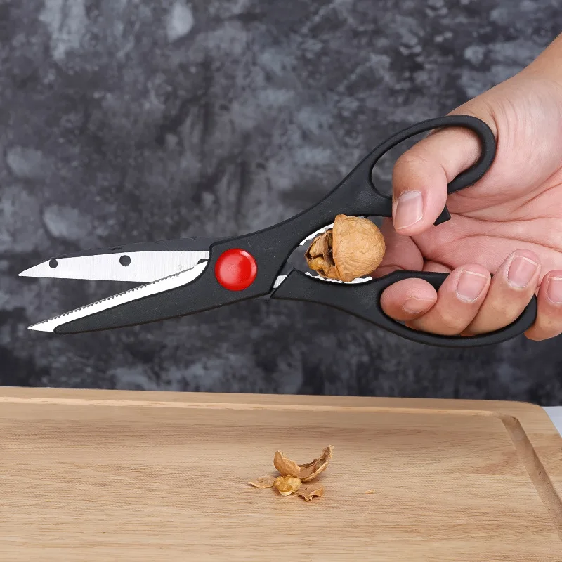 Forbici da cucina funzionali in acciaio inossidabile osso di pollo domestico pinna di pollo osso di squalo clip di noce forbici da cucina nere