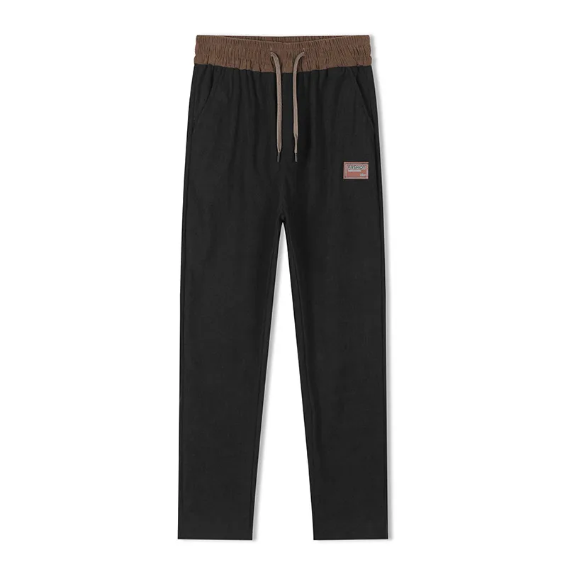 

Men's Thickened Elastic Waist Pants with Drawstrings Straight-Legged Trousers