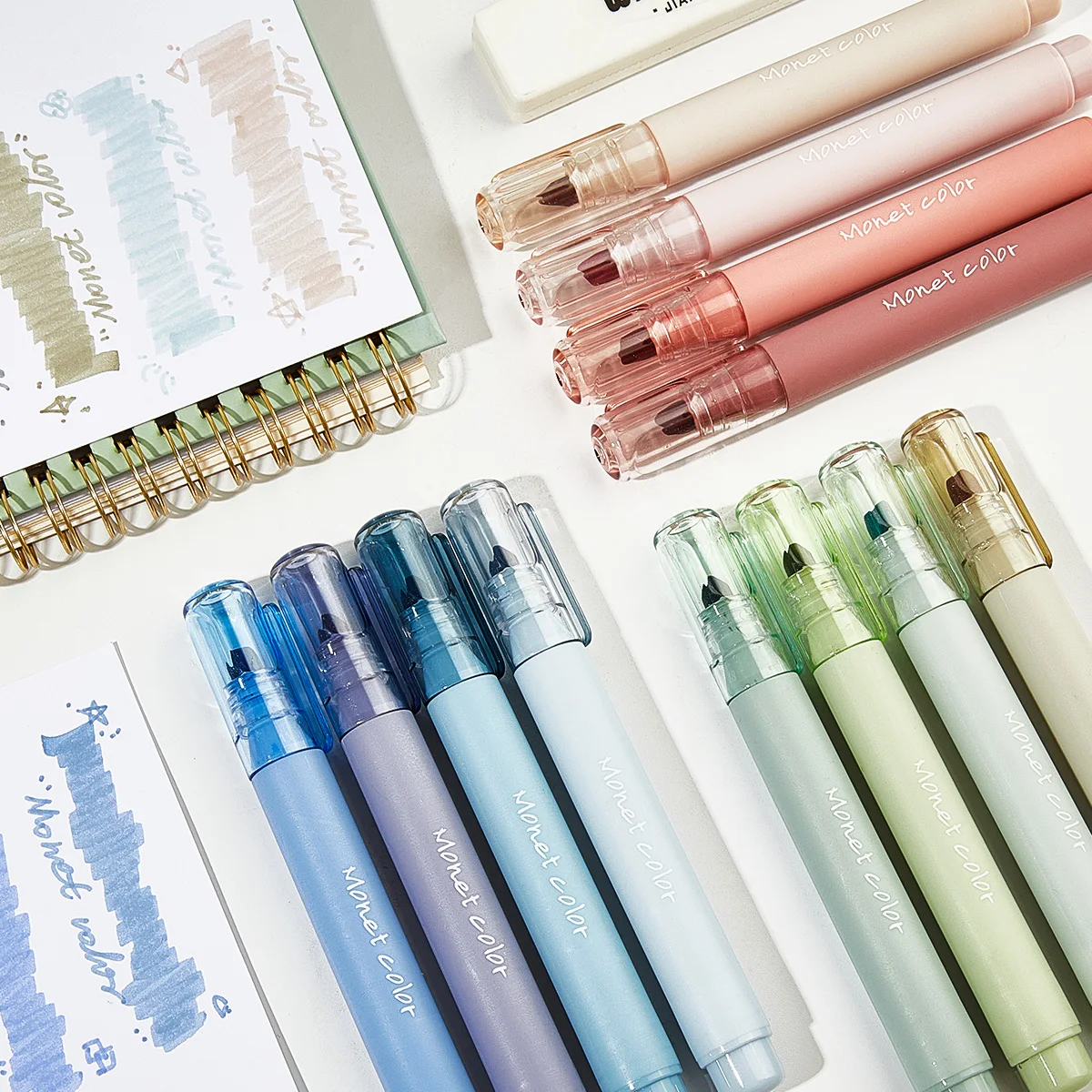 مجموعة هايلايتر باستيل مكونة من 4 قطع، علامات ألوان ناعمة ذات سعة كبيرة بدون تنزف للمجلات وتدوين الملاحظات واللوازم المكتبية المدرسية