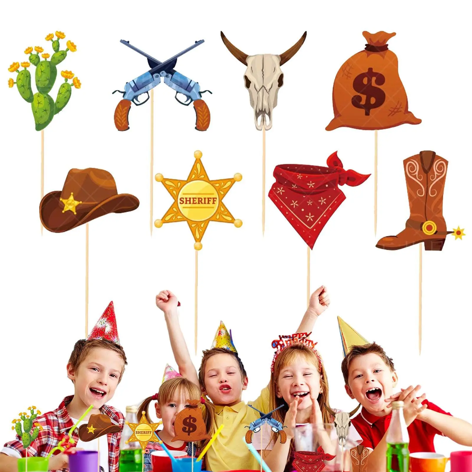 Cowboy Kuchen Topper Party Dekorationen westlichen Thema Geburtstags feier Kuchen Dekorationen liefert Cowboy Cupcake Topper – Detail 2