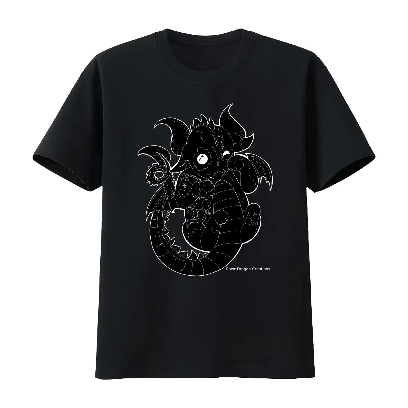 Little Sleeper Inverted Line Art Cute Baby Rawr Dragon Hatchling T-Shirt Summer Casual Cotton Tee Oversized Streetwear Tops