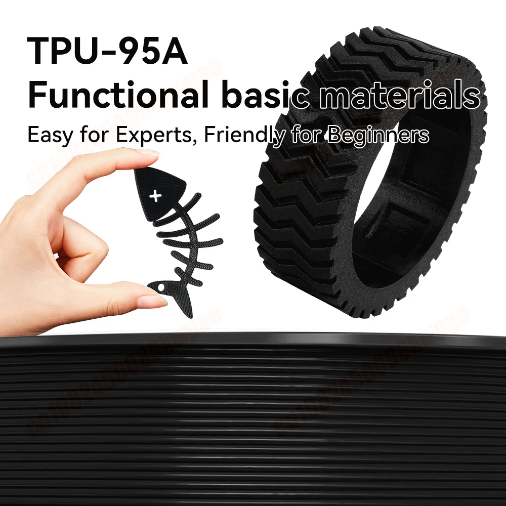 KINGROON 300G TPU-95A/PLA/PA خيوط ألياف الكربون النايلون 1.75 مللي متر مادة طباعة ثلاثية الأبعاد سوداء لمعظم طابعة FDM ثلاثية الأبعاد شحن سريع #3