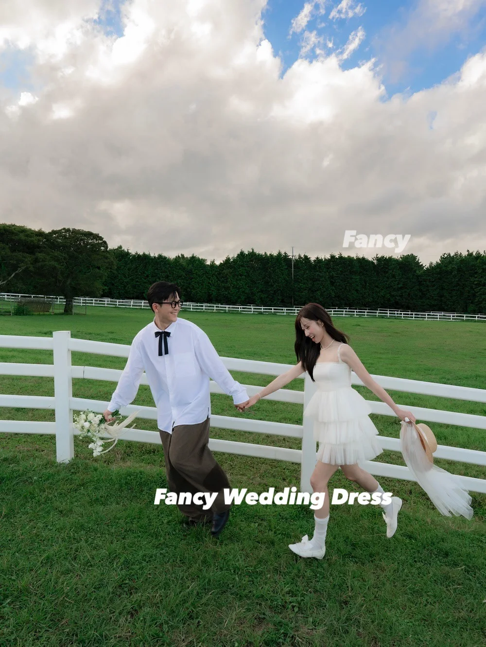 Fancy Simple Spaghetti Straps Korea Wedding Dresses Photo Shoot A Line Tulle Mini Evening Dresses Customized 웨딩드레스
