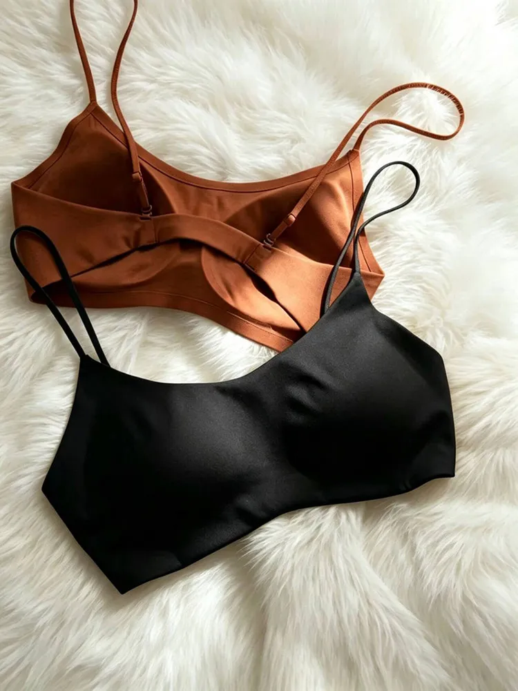 Wireless Seamless Thin Back Bra Women's Gathered Anti-Sagging Side Breast Reduction Beautiful Back Strap Bra Polyester Nylon