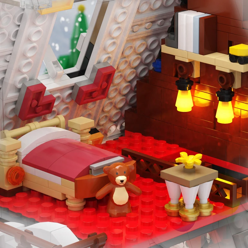 613001 クリスマス子供用おもちゃギフト、アートハウスクリスマスツリーモデル組み立てDIYビルディングブロックおもちゃ、デスクトップオーナメント