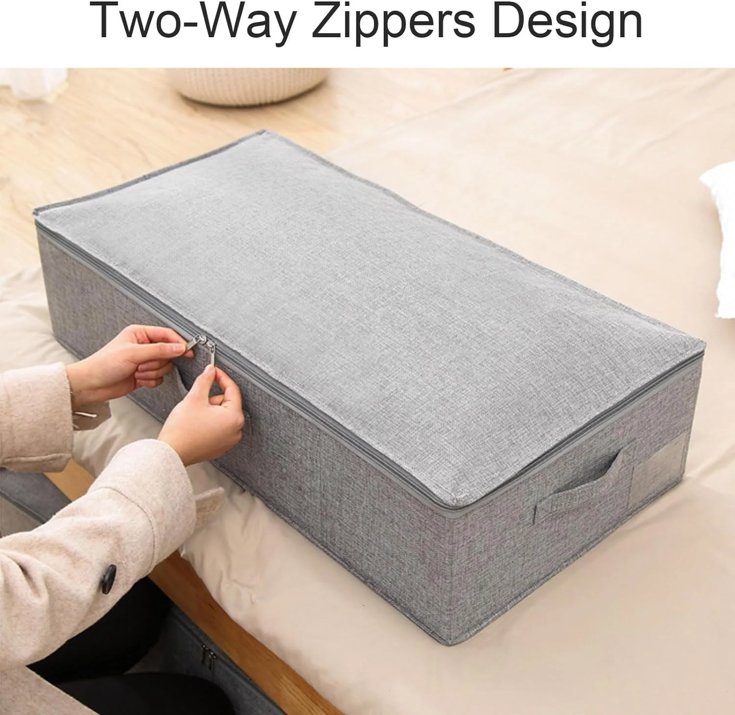 Multi-functional Foldable Storage Bags Under Bed Storage Containers with Durable Handles Two-Way Zippers Closet Organizers