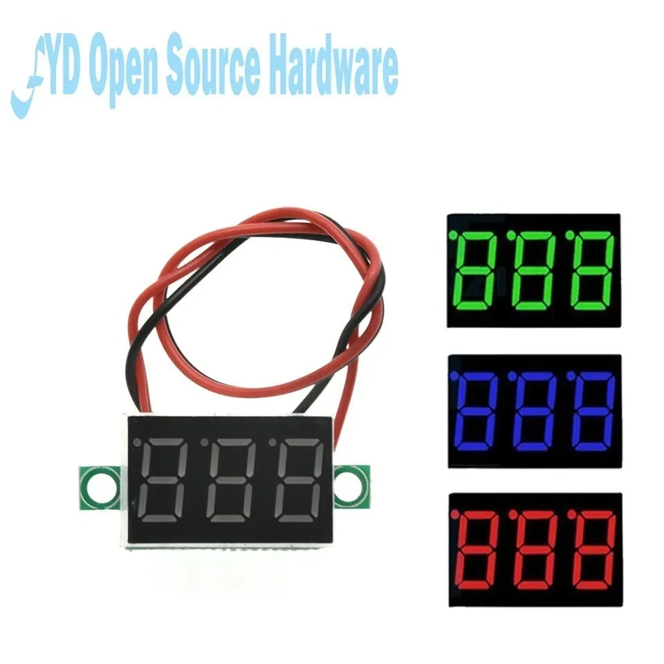 Mini 0.36 Inch DC 0-30V Voltmeter 2 Wires 3 Wires 4 Digits LED Motorcycle Digital Voltmeter Tester Digital Display Meter