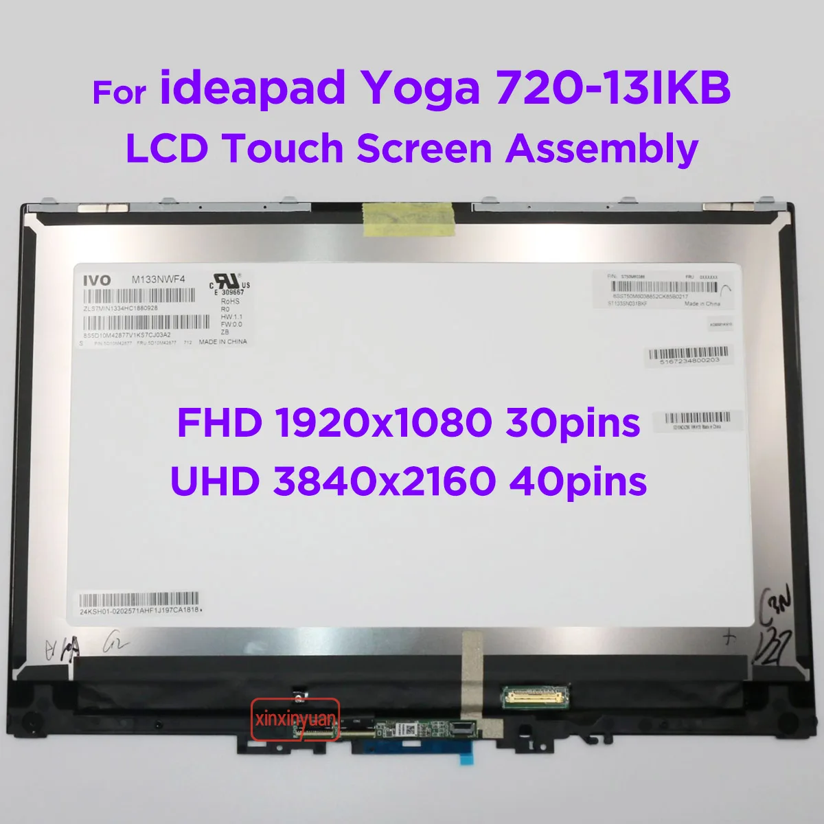 

13.3 LCD Touch Screen Digitizer Assembly For Lenovo ideapad Yoga 720-13IKB 81C3 80X6 LED Display Panel Replacement 5D10N24290