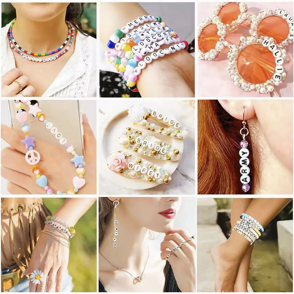 100pcs Mixed 7mm White Gold Color Round Flat Alphabet Loose Beads Letter Acrylic Beads For Jewelry Making Diy Bracelet Necklace image 2