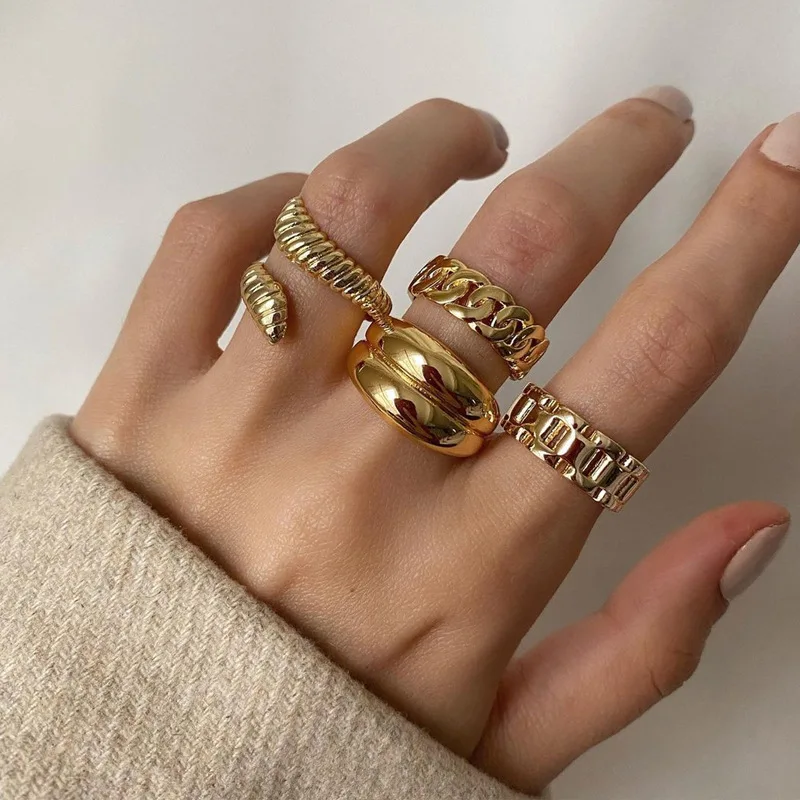 

Minimalist Snake Knuckle Rings Set of 4 Retro Gold Plated Stackable Boho Jewelry for Women Edgy Finger Rings