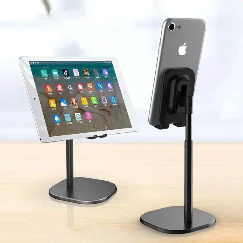 Soporte para teléfono de escritorio, soporte para tableta para teléfonos Ipad, soporte Universal telescópico, ángulo de altura ajustable, soporte de Metal en vivo