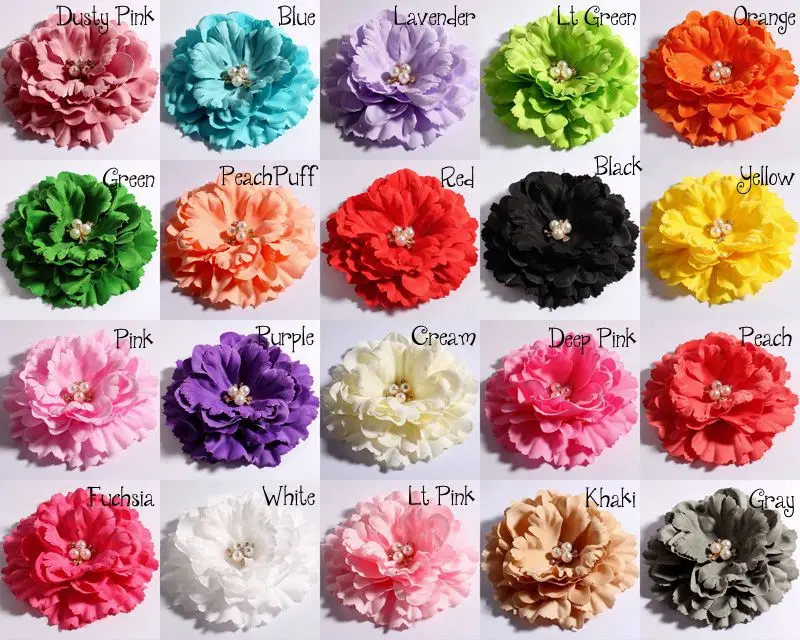 Imagem -02 - Recém-nascidos Faça Você Mesmo Moda Flores de Tecido em Forma Artificial com Botões de Flores para Crianças Acessórios para o Cabelo 200 Peças Lote 11cm 20 Cores