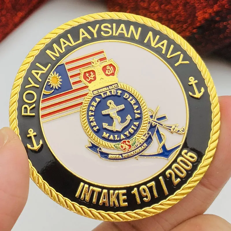 Royal Malaysian Navy Commemorative Coin Crossroads Guardian Badge Gold Coin 50mm