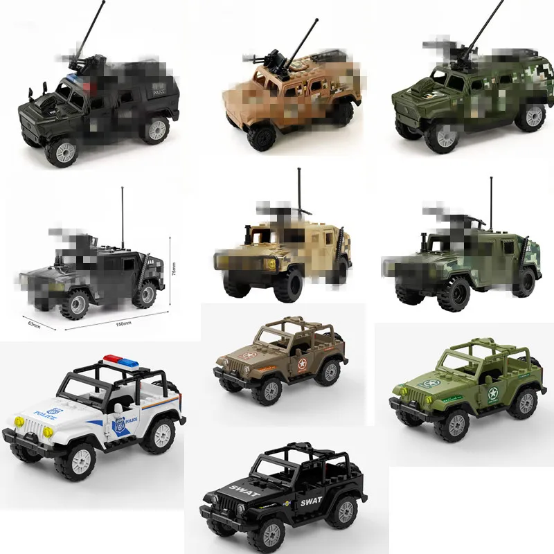 Off-road Military Vehicle Building Blocks Kit DIY Assemble Armored Truck Model Military Themed Puzzle Toy Display Gift for Fans