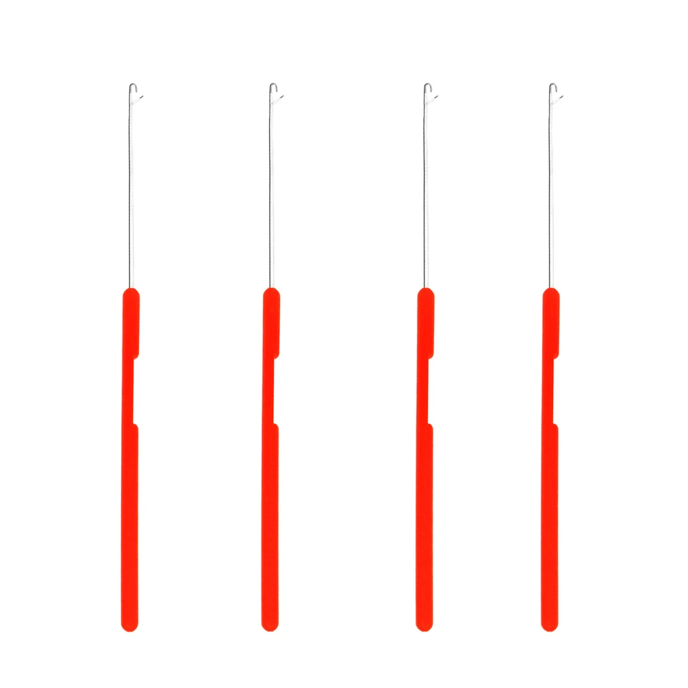 Plastic Handle Hook Needle Red Color Handle Latch Crochet for Micro Ring Making Hair Extensions Tools Accessories