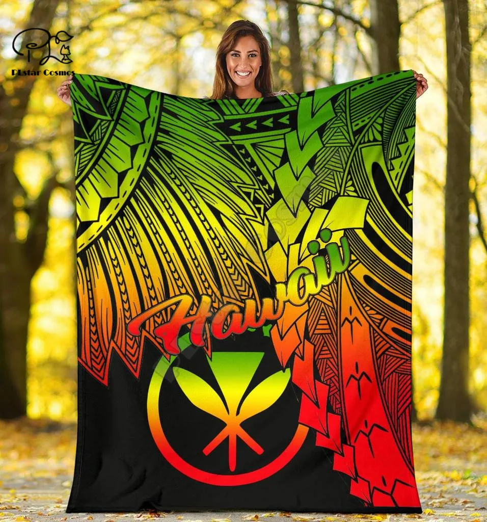 Tribal Wave Tattoo Reggae Polynesian Style Blanket 3D print Sherpa Blanket on Bed Home Textiles Dreamlike HOME ACCESSORIES