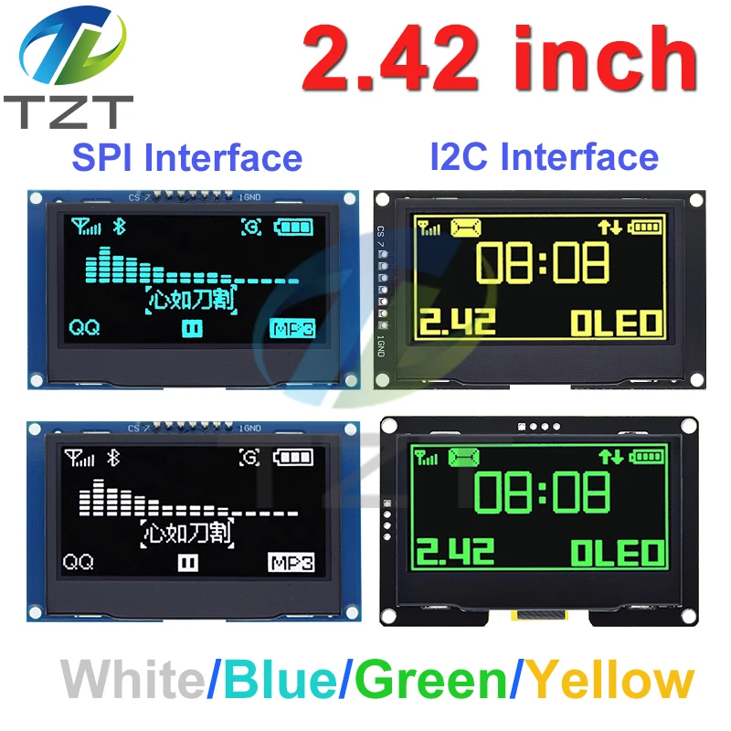 diyzt-24-242-polegadas-128x64-modulo-de-exibicao-lcd-oled-ssd1309-12864-7-pinos-spi-iic-i2c-interface-serial-para-arduino-uno-r3-c51