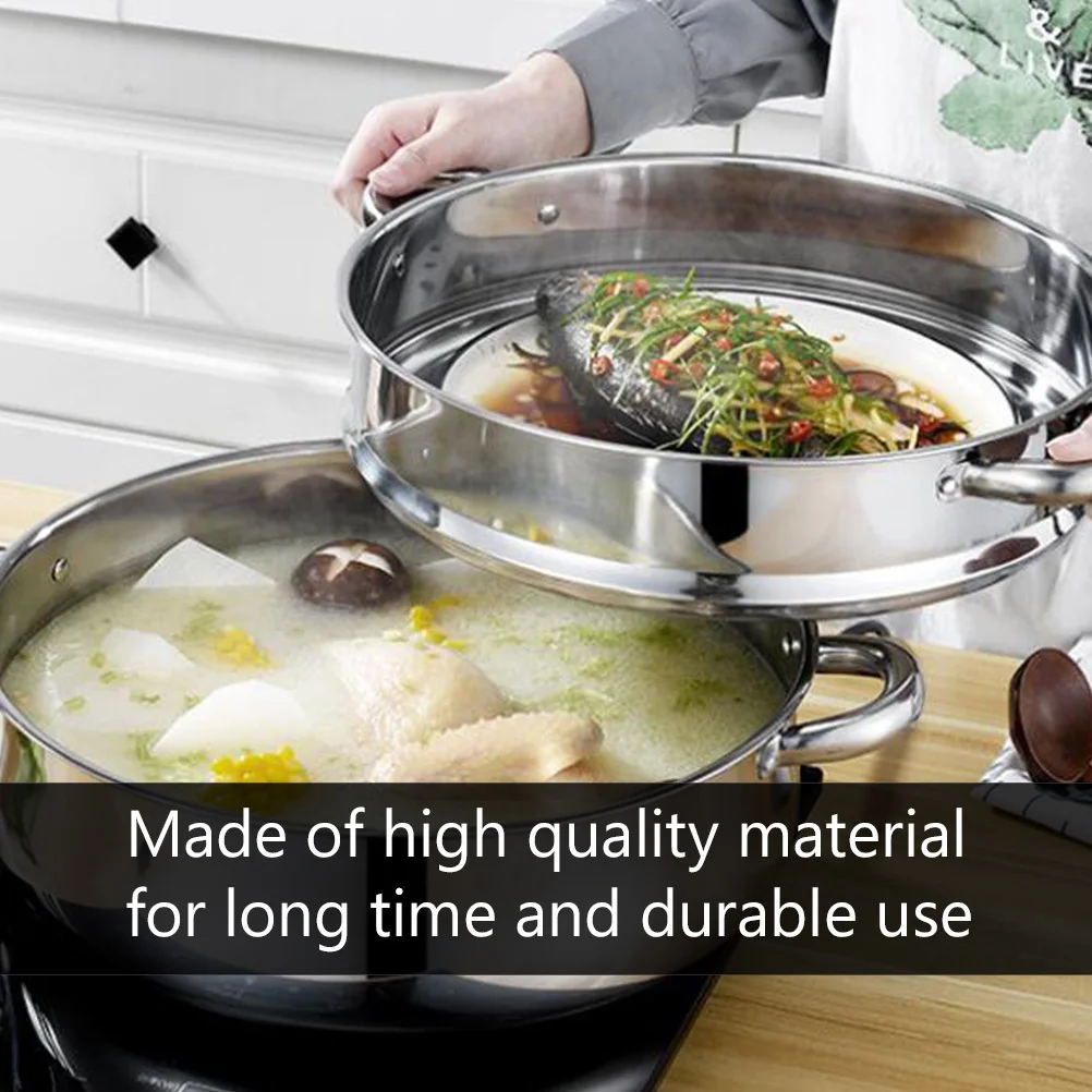 

Stainless Steel Pot 28Cm Heavy Duty For Gas Stove Multi Layer Soup Cooker Kitchen Accessories Stock Pot Steamer Home