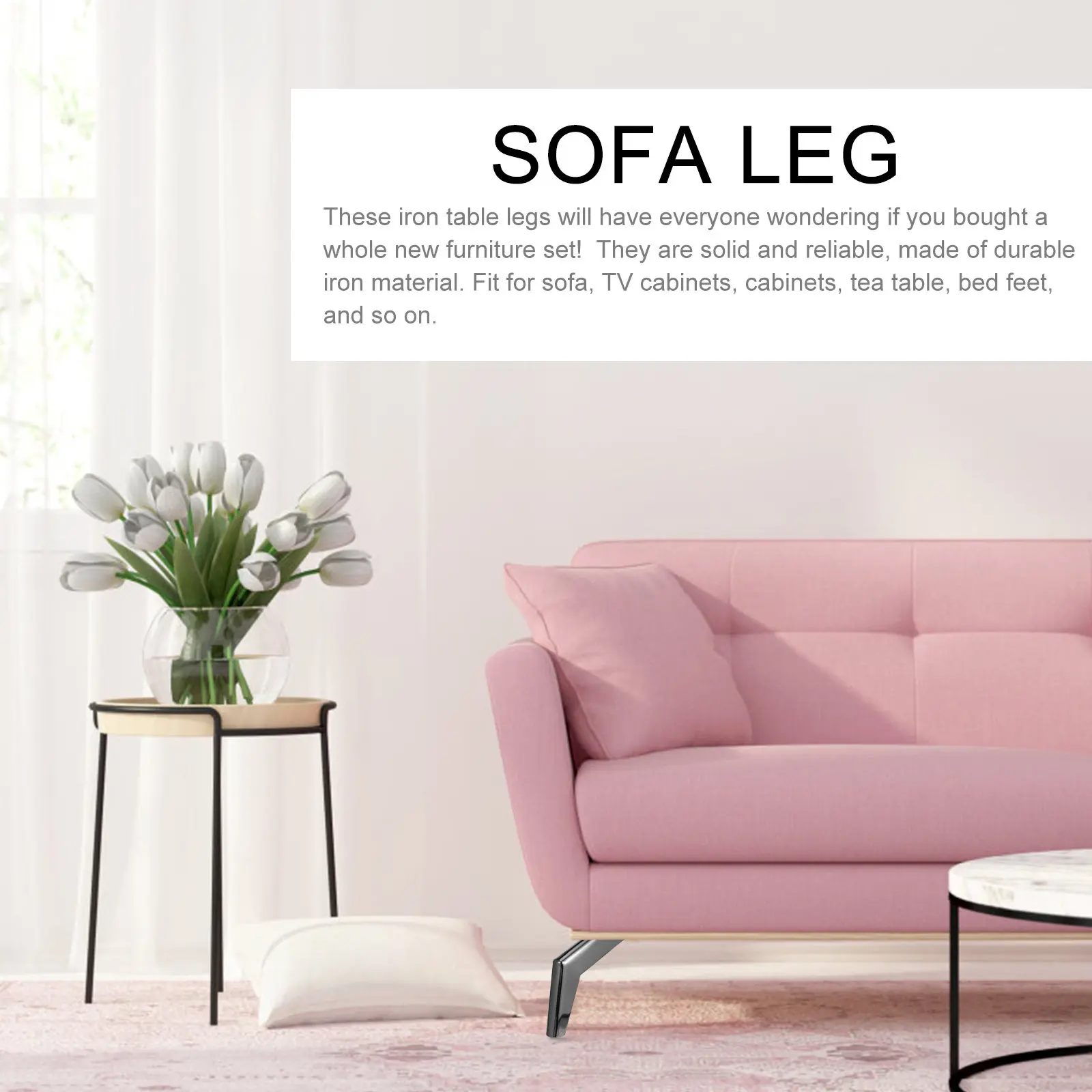Heavy Duty Iron Furniture Legs Set for Sofa Bed Cabinet Tea Table Support High Load Capacity Scratch Resistant Bottom