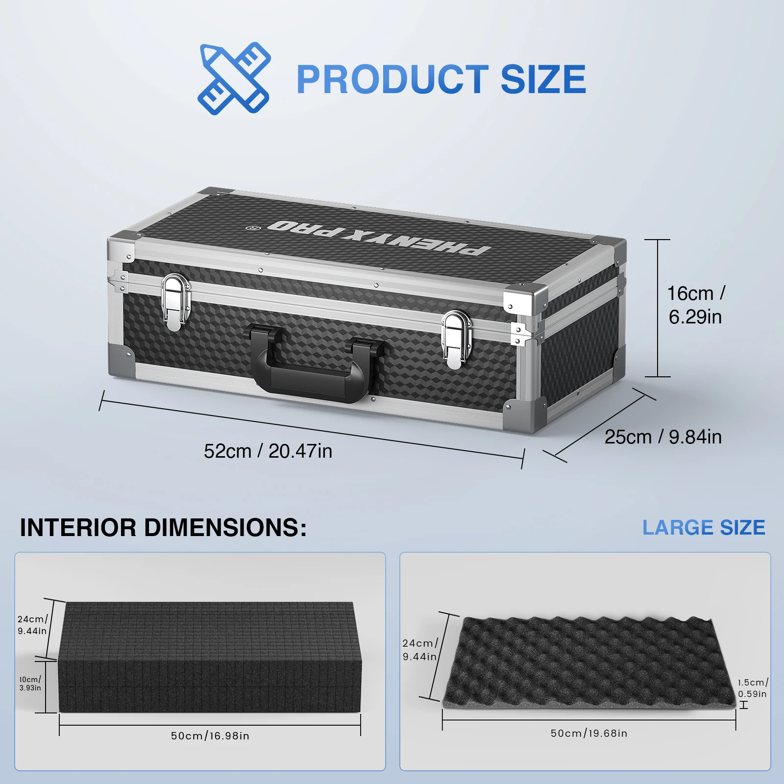 PCSE-L |   حقيبة تخزين المعدات Phenyx Pro، حقيبة حمل مع إطار من سبائك الألومنيوم قابل للتخصيص مسبقًا