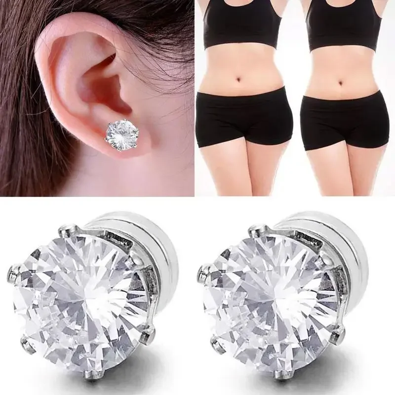 2Pcs Earrings Stimulating Acupoints Bio Magnetic Therapy Health Care Slimming Product Weight Loss Stud Magnet Stickers